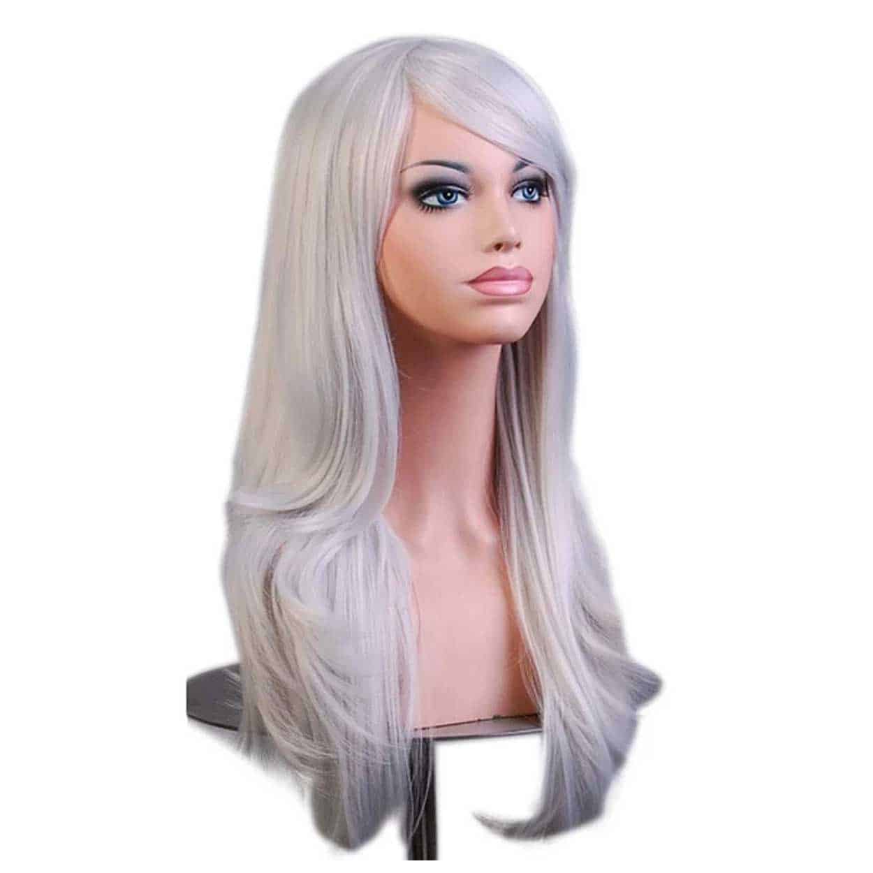 Silver vit peruk 70cm cosplay utklädnad