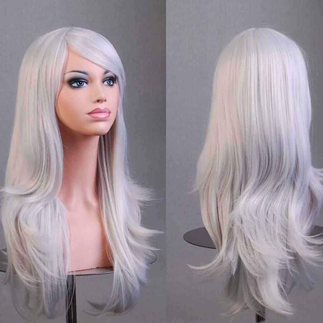 Silver vit peruk 70cm cosplay utklädnad