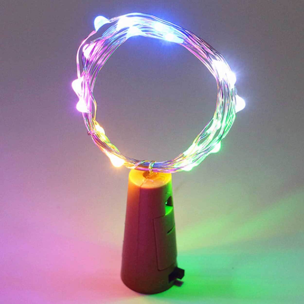 Flasklampa 2-pack - ljusslinga för flaskor flerfärgad