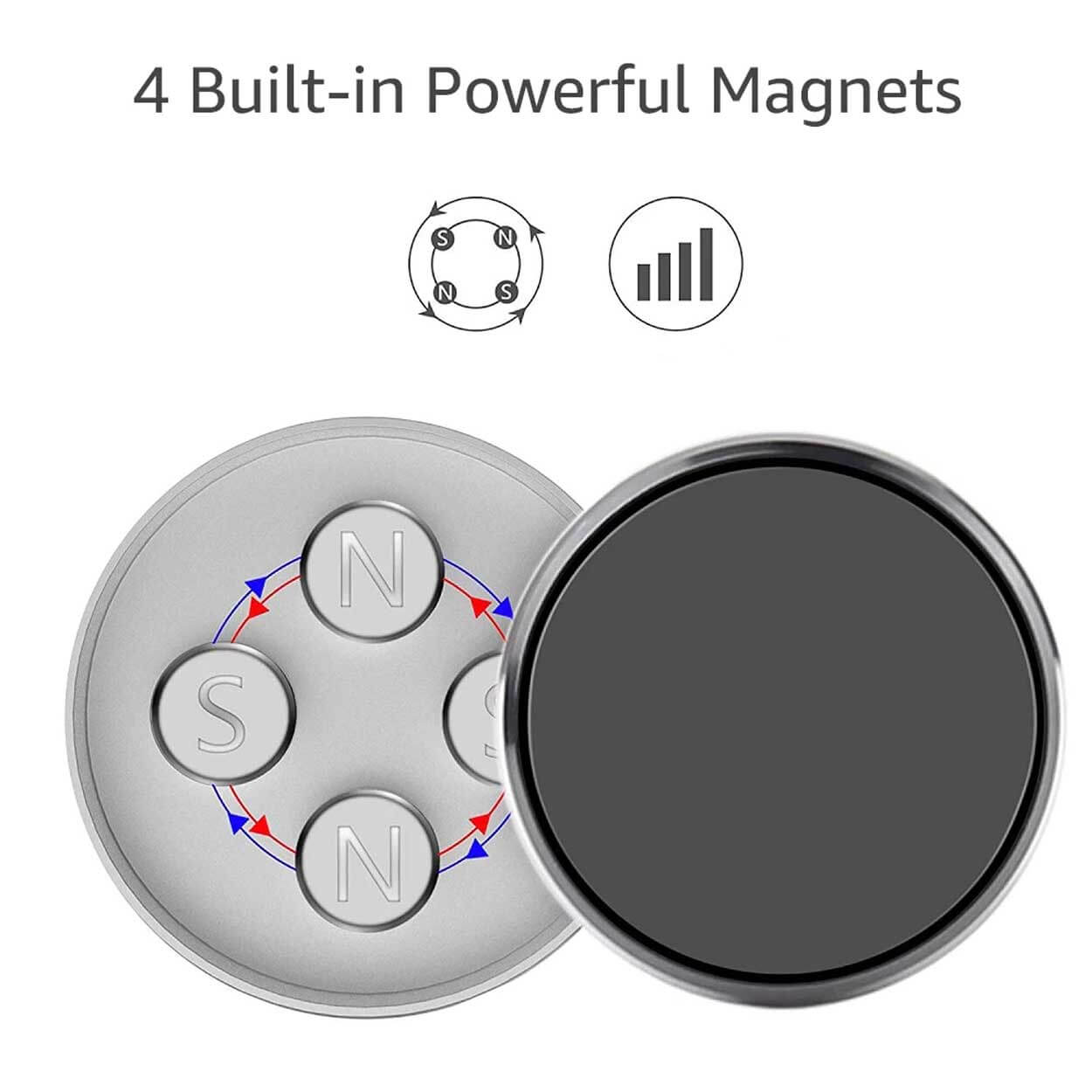 360° magnet mobilhållare självhäftande bilhållare silver