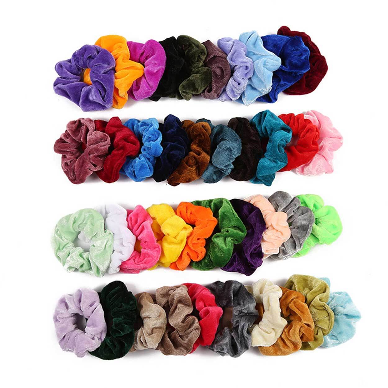 40-pack scrunchies hårsnoddar sammet flanell olika färger