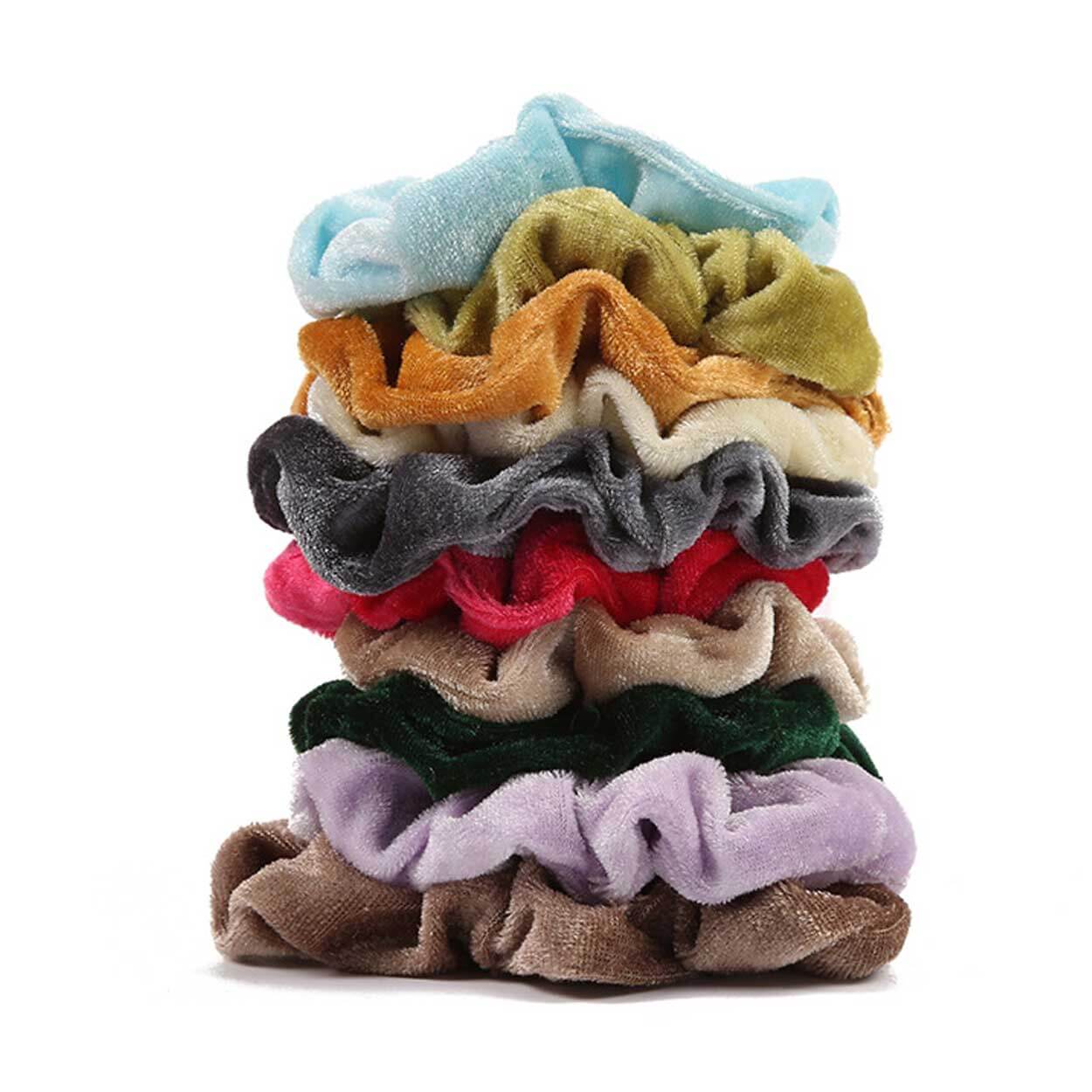 40-pack scrunchies hårsnoddar sammet flanell olika färger
