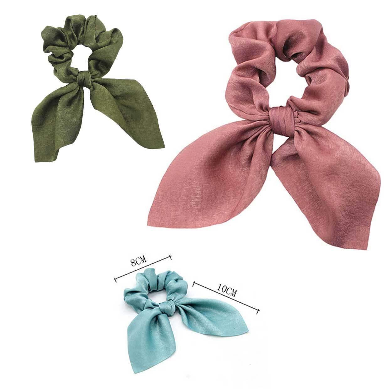 8-pack scrunchies hårsnoddar satin olika färger