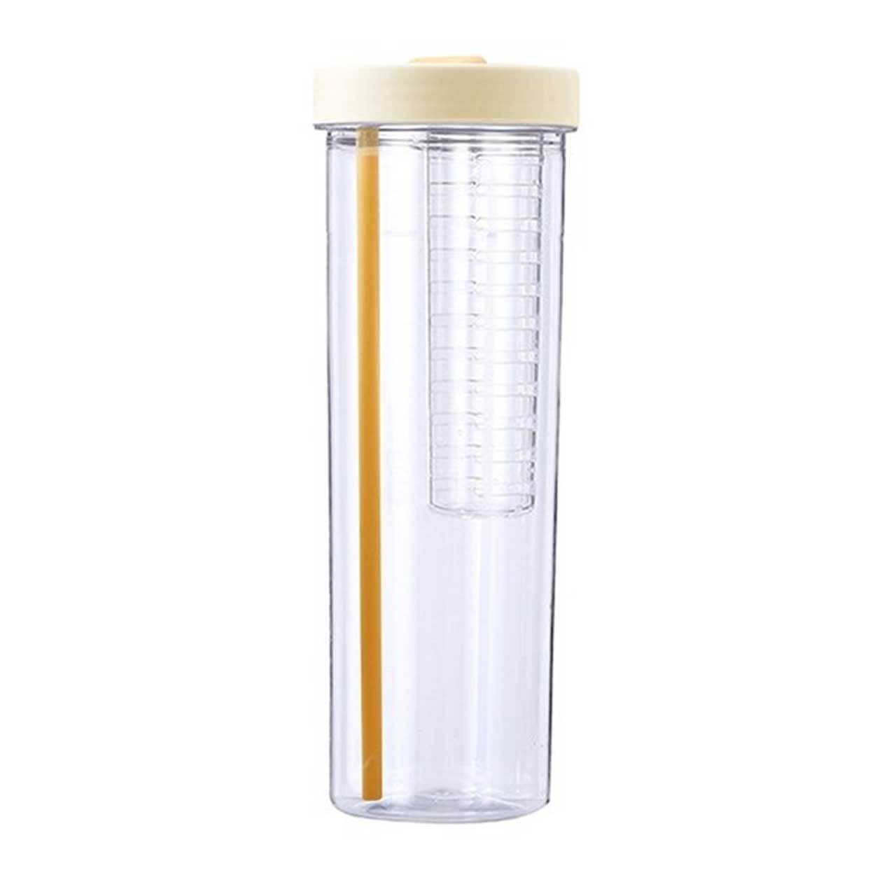 Vattenflaska med sugrör och infuser 700ml genomskinlig
