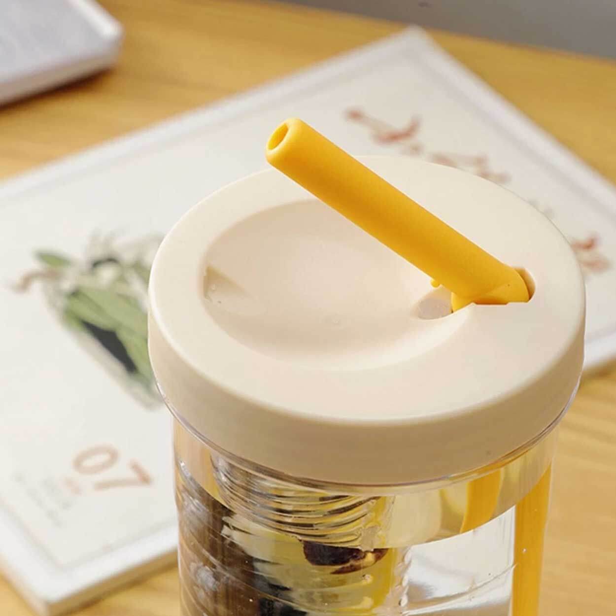 Vattenflaska med sugrör och infuser 700ml genomskinlig