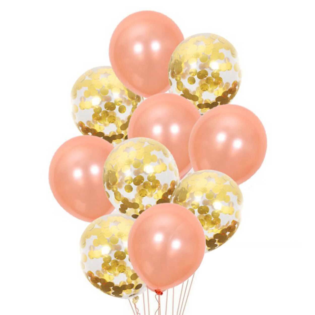 10-pack ballonger konfettiballonger födelsedag guld roséguld