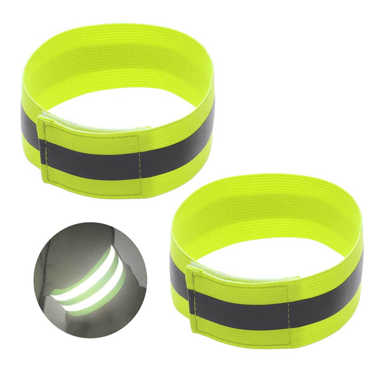 2-pack reflexarmband reflexer kardborre neon gul