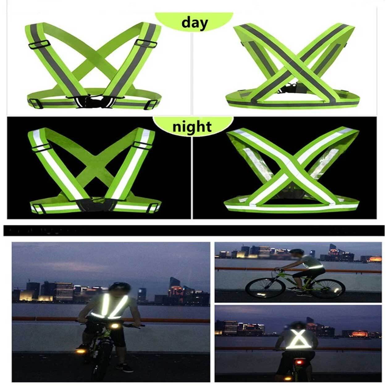 2-pack reflexväst reflexsele för löpning och cykling neon gul