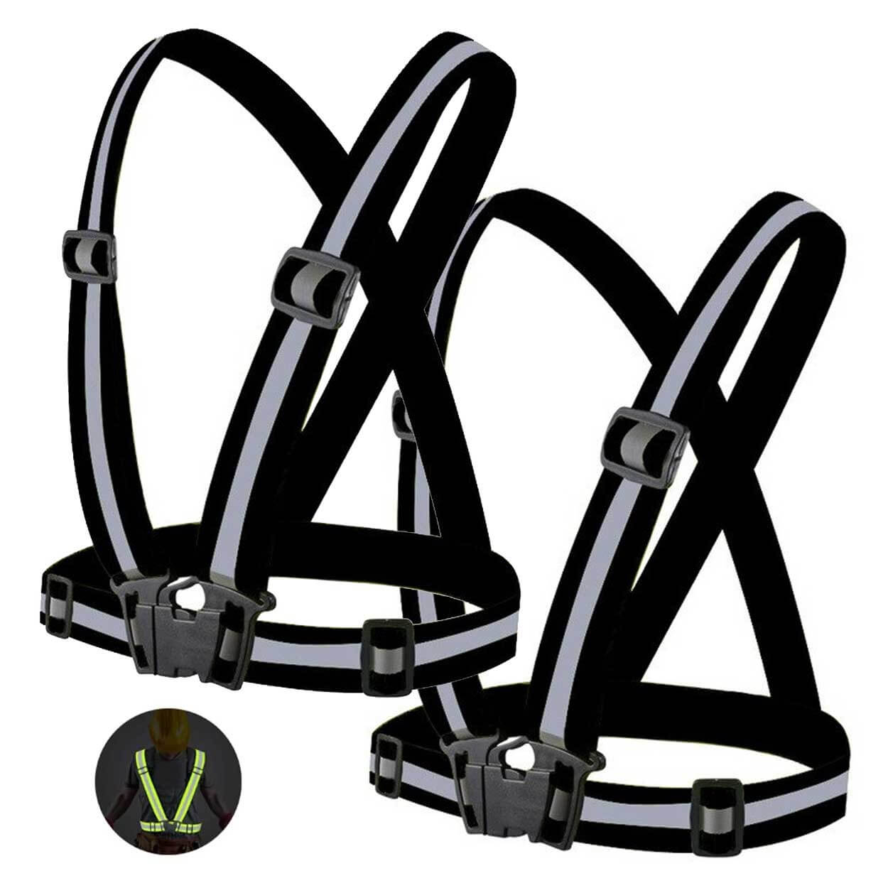 2-pack reflexväst reflexsele för löpning och cykling svart