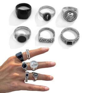 6-pack Klackringar Herringar - Ringar För Herr Silver