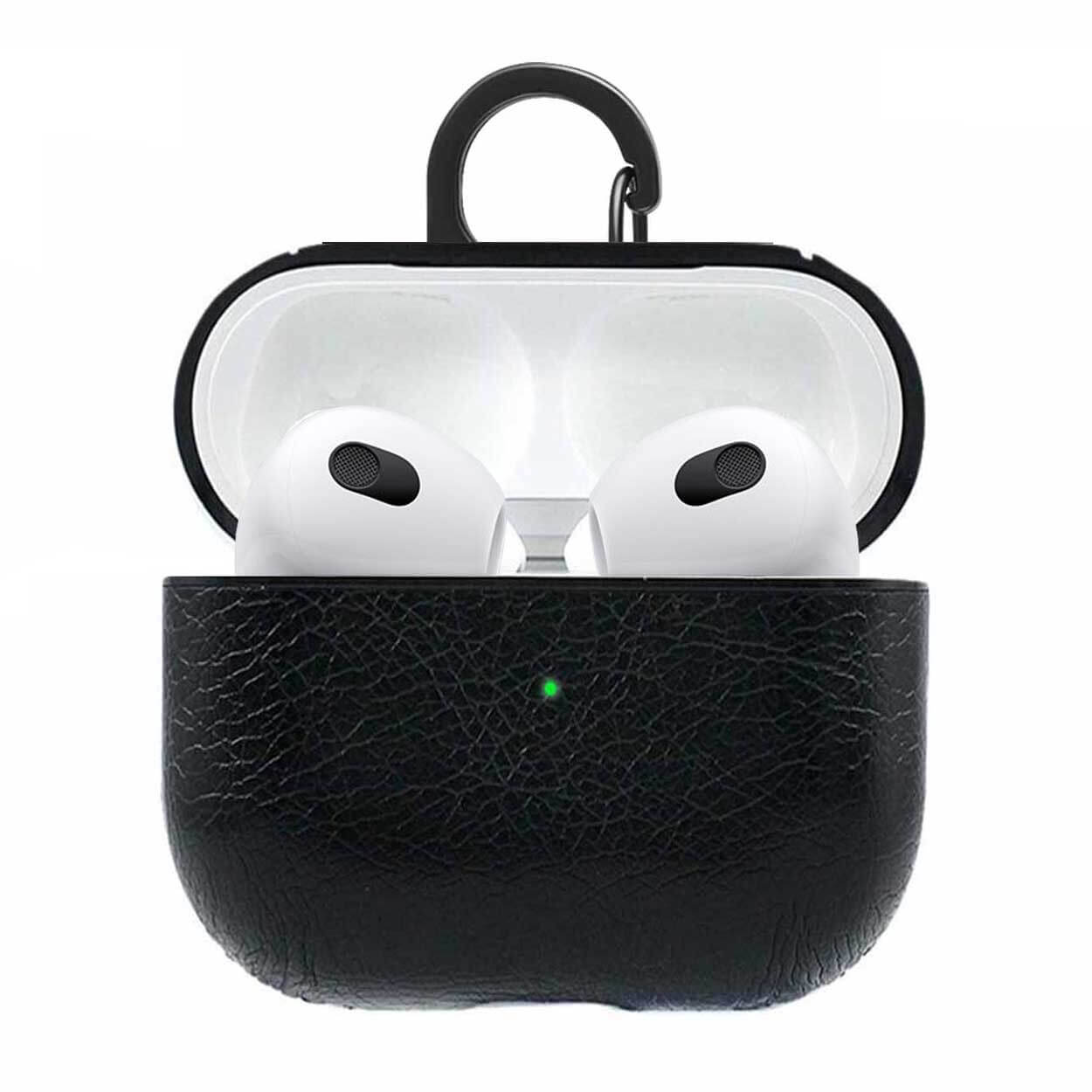 Airpods 3 väska fodral skyddsfodral skinn läder svart