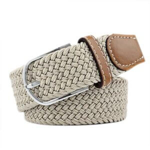 Bälte Elastiskt Canvas Tyg - Skärp Med Stretch W26-w36 Beige