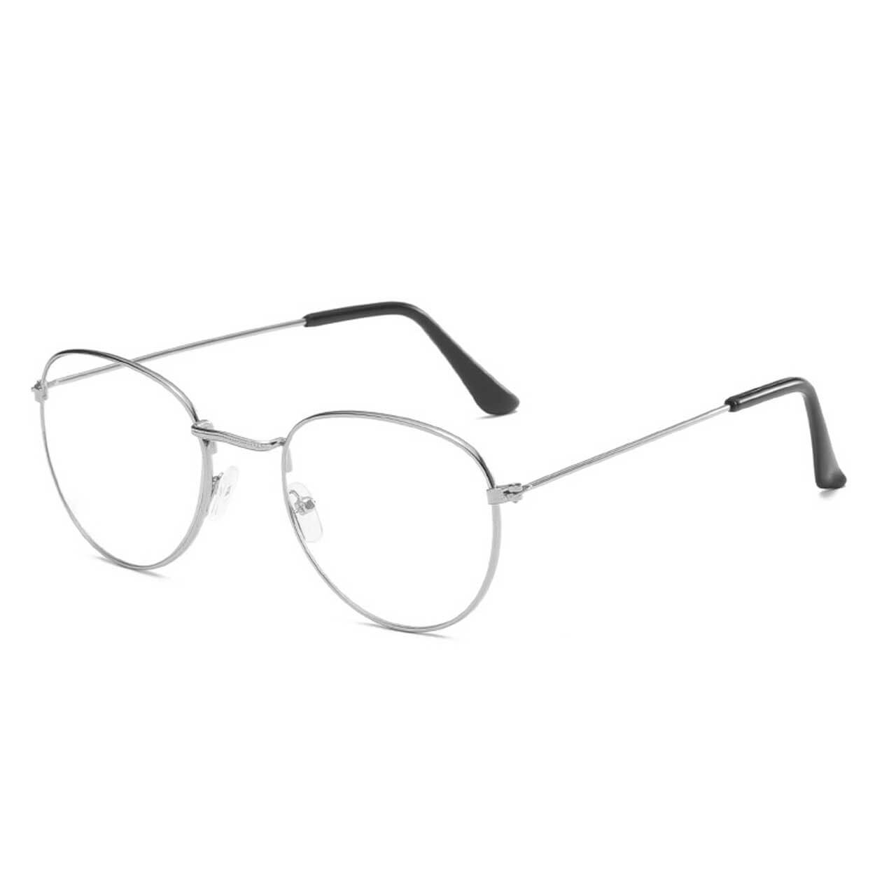 Runda glasögon utan styrka metall silver