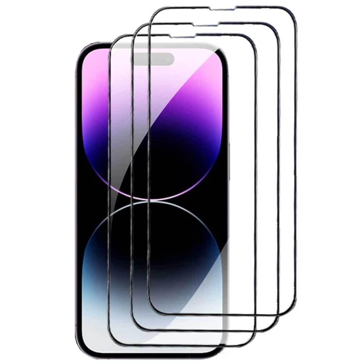 3-pack iphone 14 härdat glas skärmskydd kolfiber