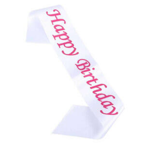 Happy Birthday Ordensband Banderoll Vit Rosa