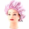 Sovmössa - satin hårvårdsmössa bonnet - justerbar sleep cap rosa