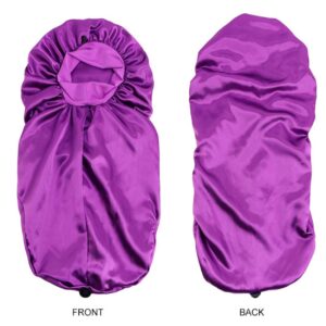 Lång sovmössa - satin bonnet - hårvårdsmössa sleep cap one-size svart