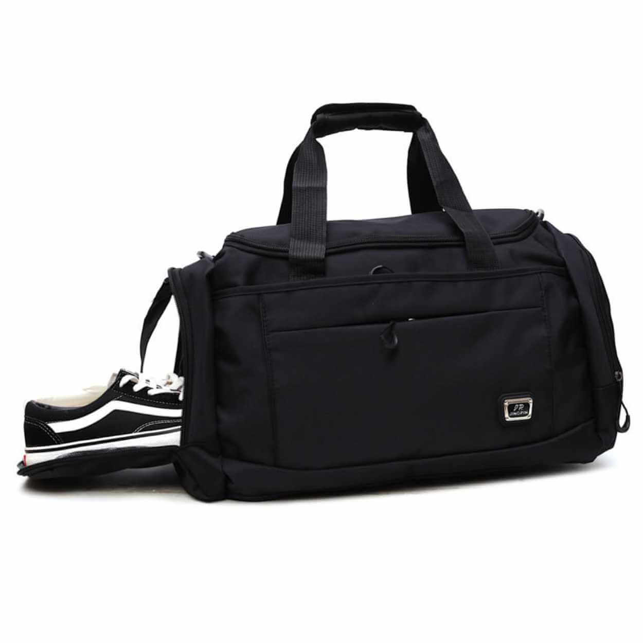 Lätt weekendbag med skofack träningsväska svart