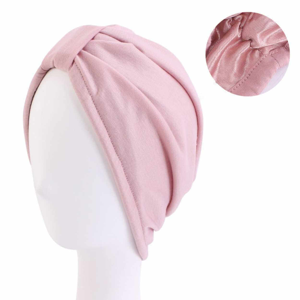 Sovmössa satin turban - sleep cap one-size rosa