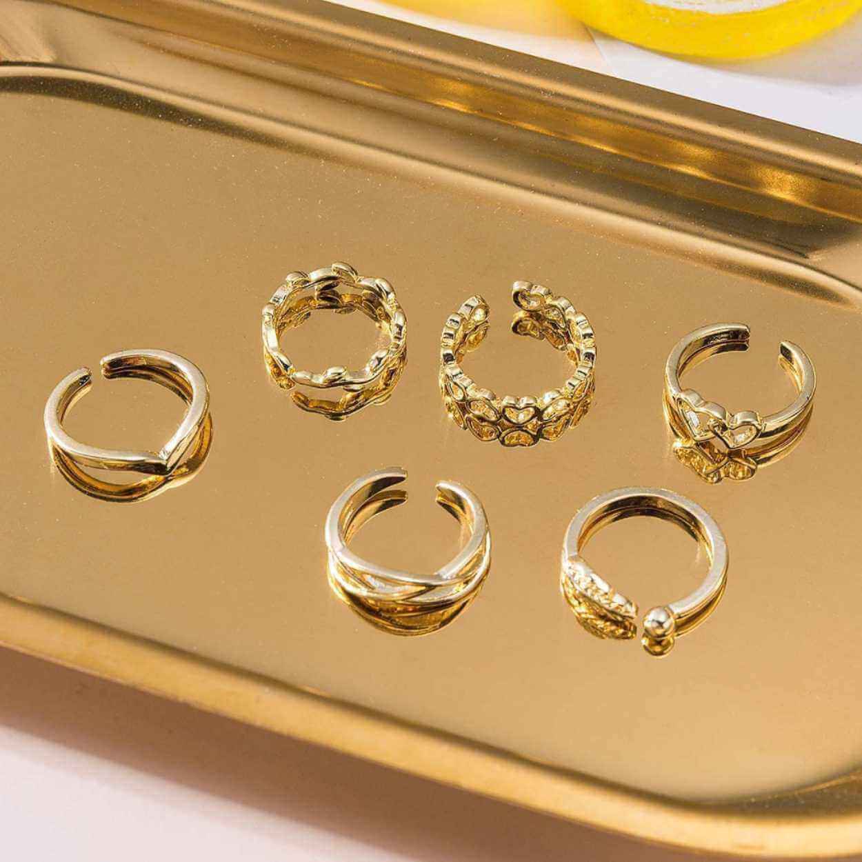 12-pack tåringar ringar justerbar storlek - guld