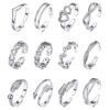 12-pack Tåringar Ringar Justerbar Storlek - Silver