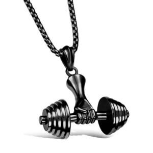Gym hantel halsband kedja svart