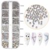 Rhinestone nageldekorationer kristall - olika storlekar i ask