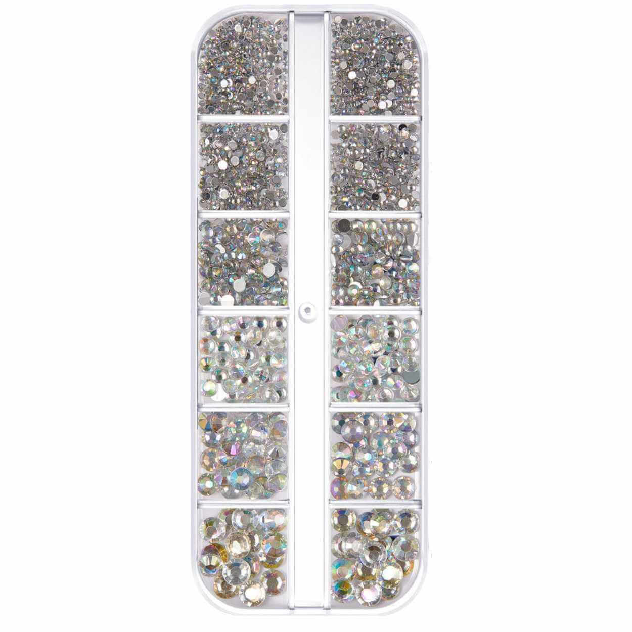 Rhinestone nageldekorationer kristall - olika storlekar i ask