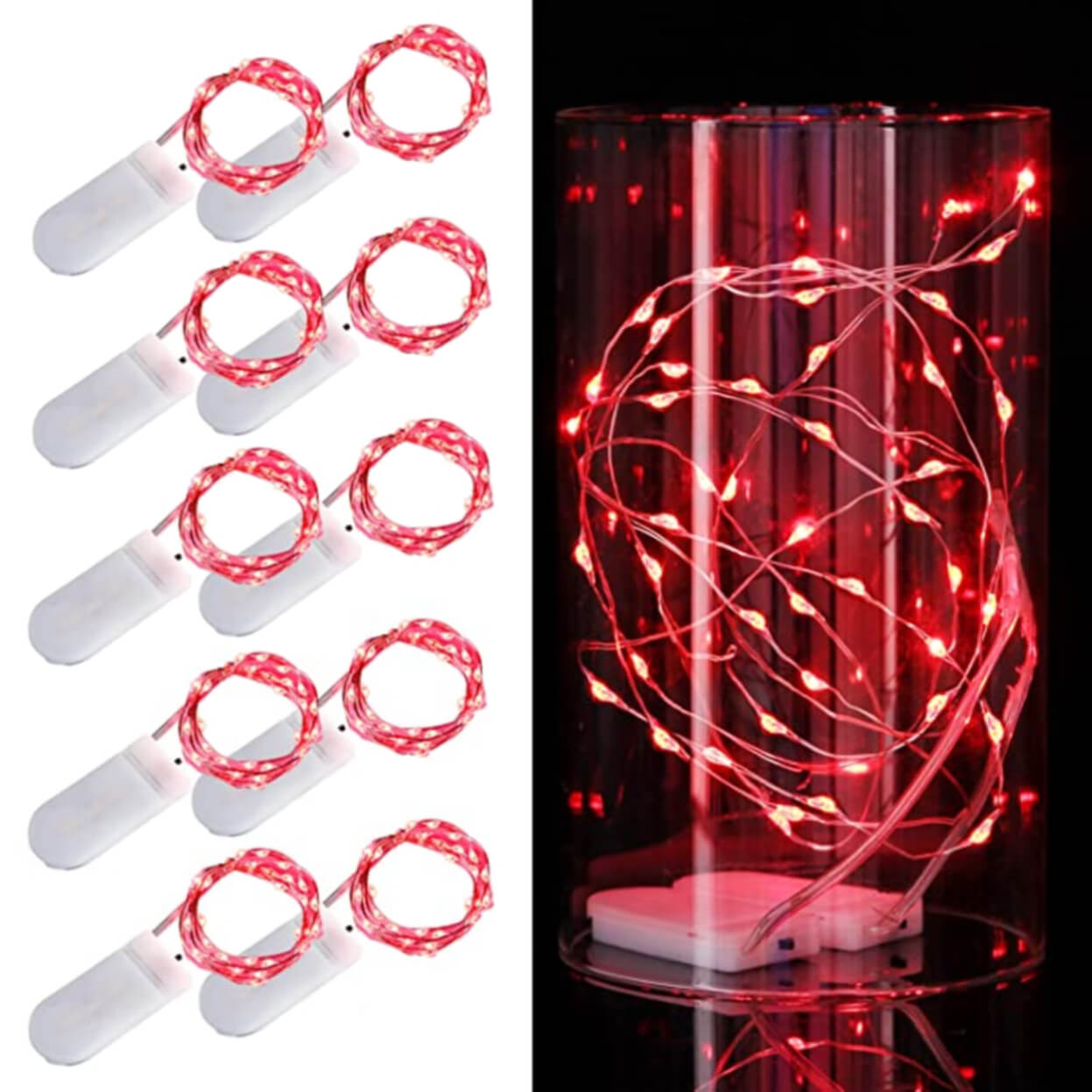 10-pack 1m mini led ljusslinga batteridriven röd