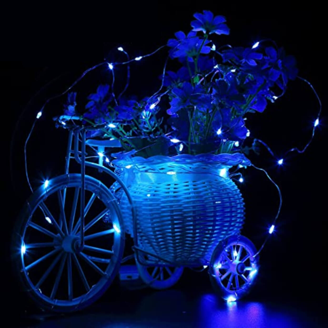 1m mini led ljusslinga batteridriven blå