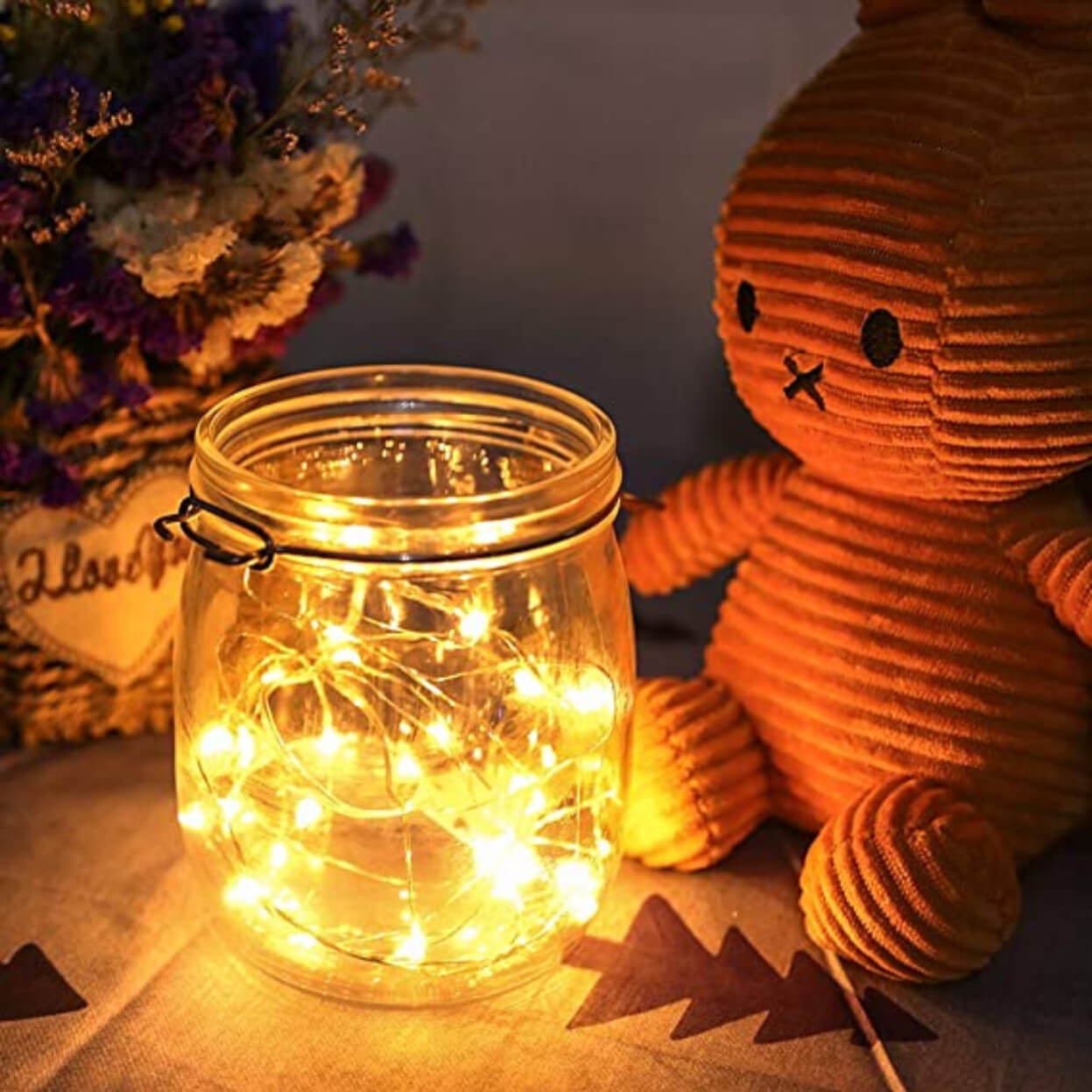 1m mini led ljusslinga batteridriven gul