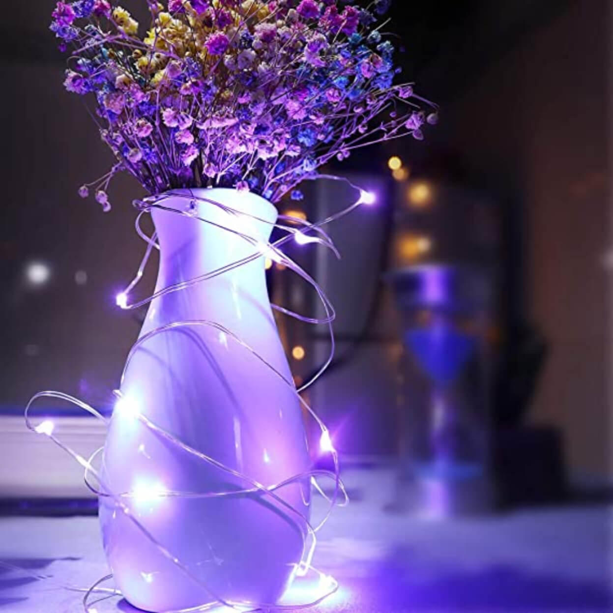 1m mini led ljusslinga batteridriven lila