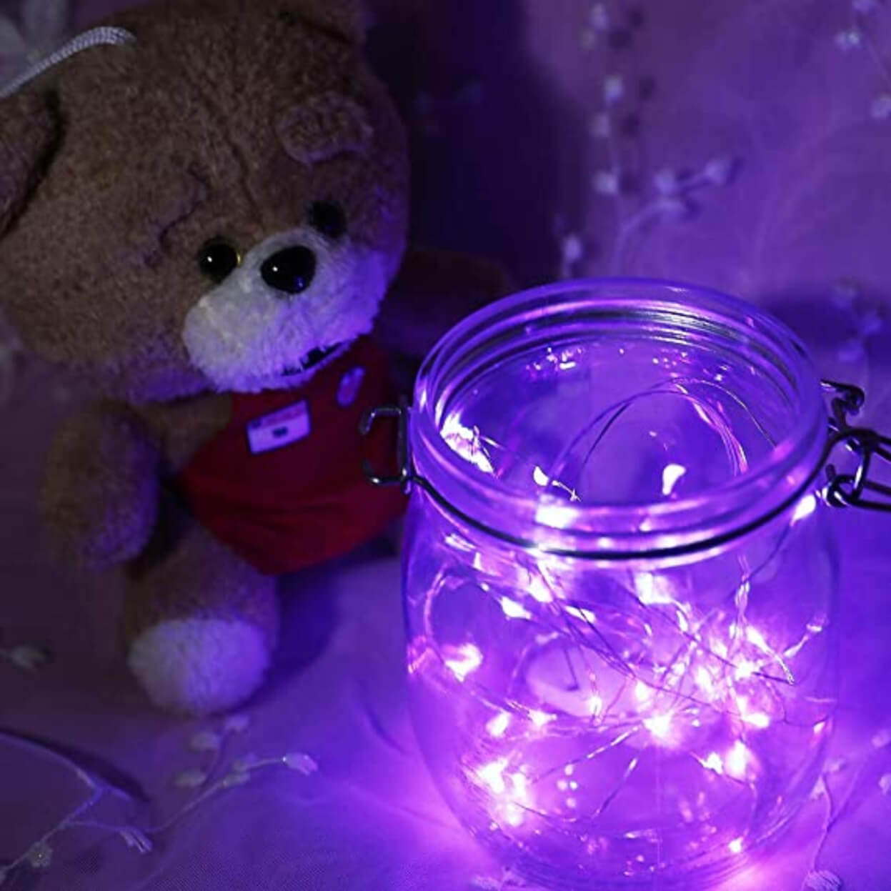 1m mini led ljusslinga batteridriven lila