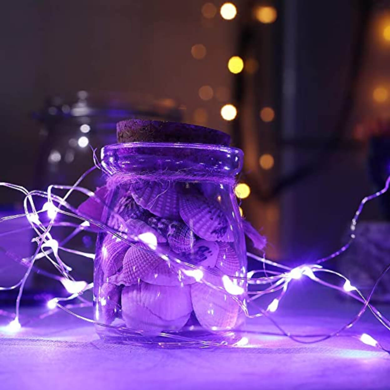 1m mini led ljusslinga batteridriven lila