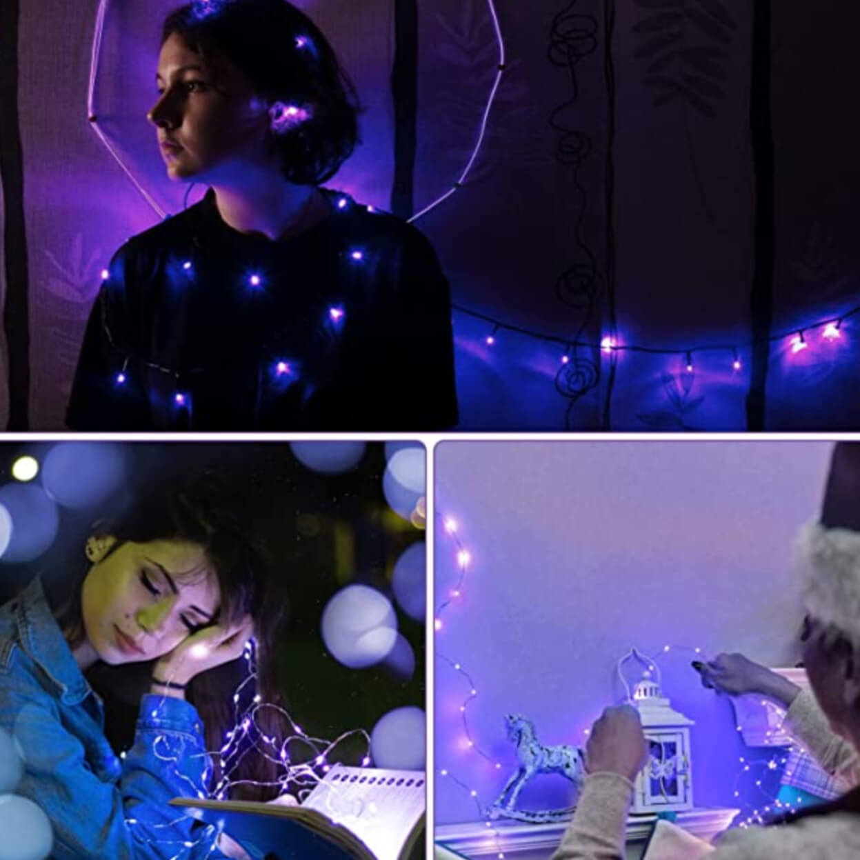 1m mini led ljusslinga batteridriven lila