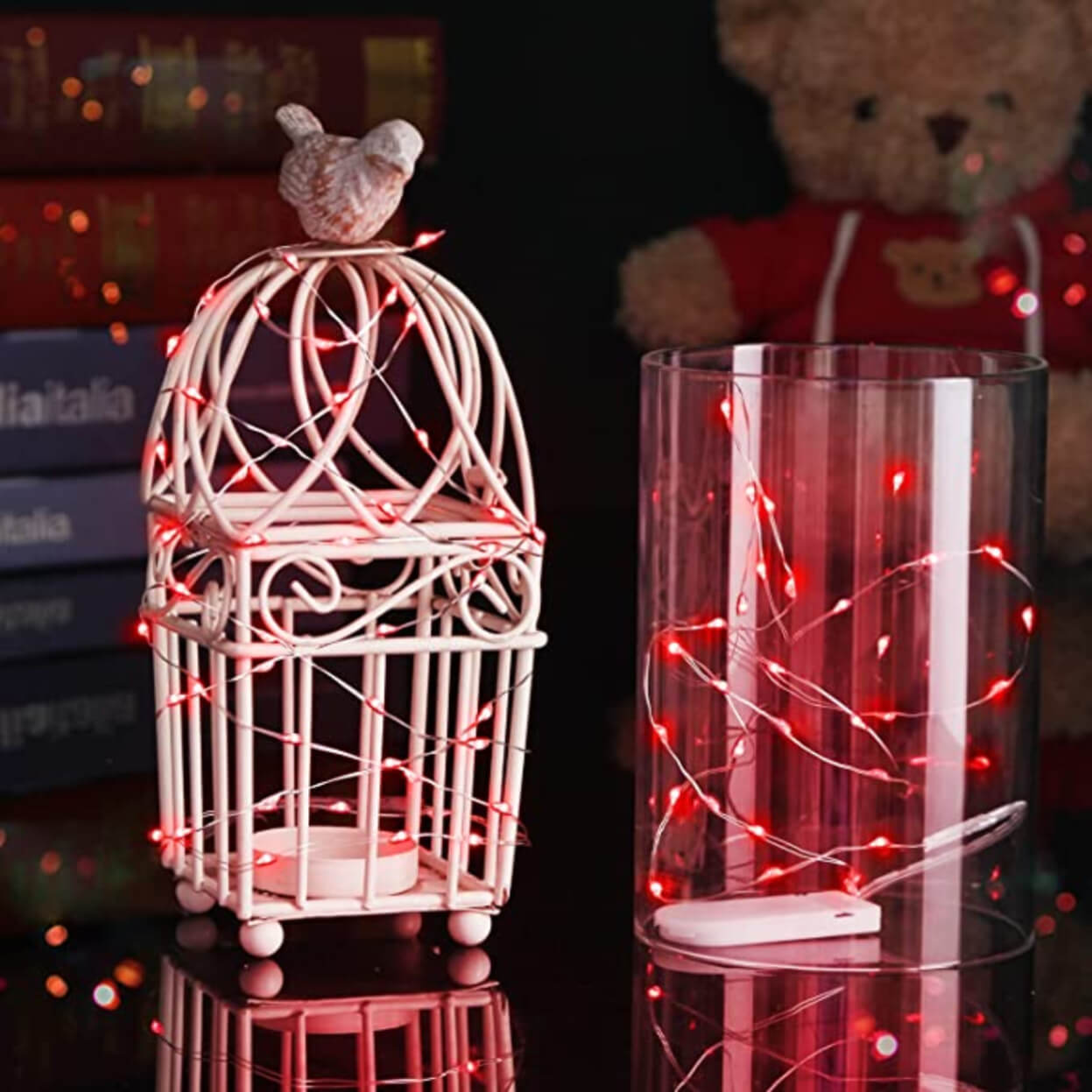 1m mini led ljusslinga batteridriven röd