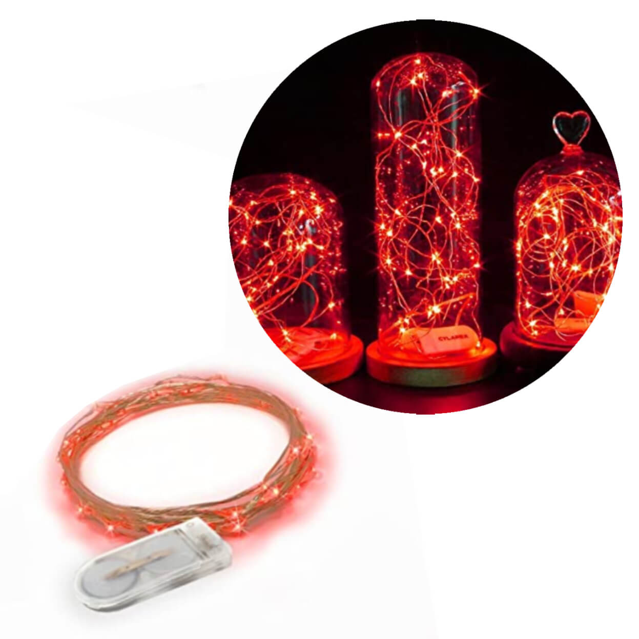 1m mini led ljusslinga batteridriven röd