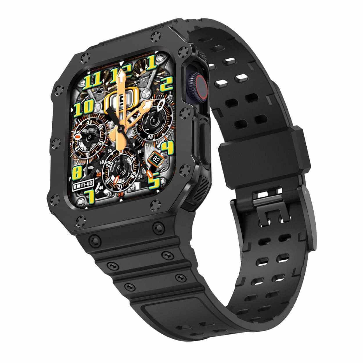 Apple watch silikonarmband med bumper skal 42/44/45 svart
