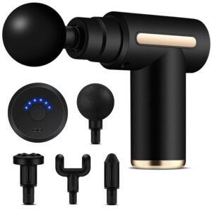 Mini Massagepistol med USB-C Ultraportabel - 4 Huvud Svart