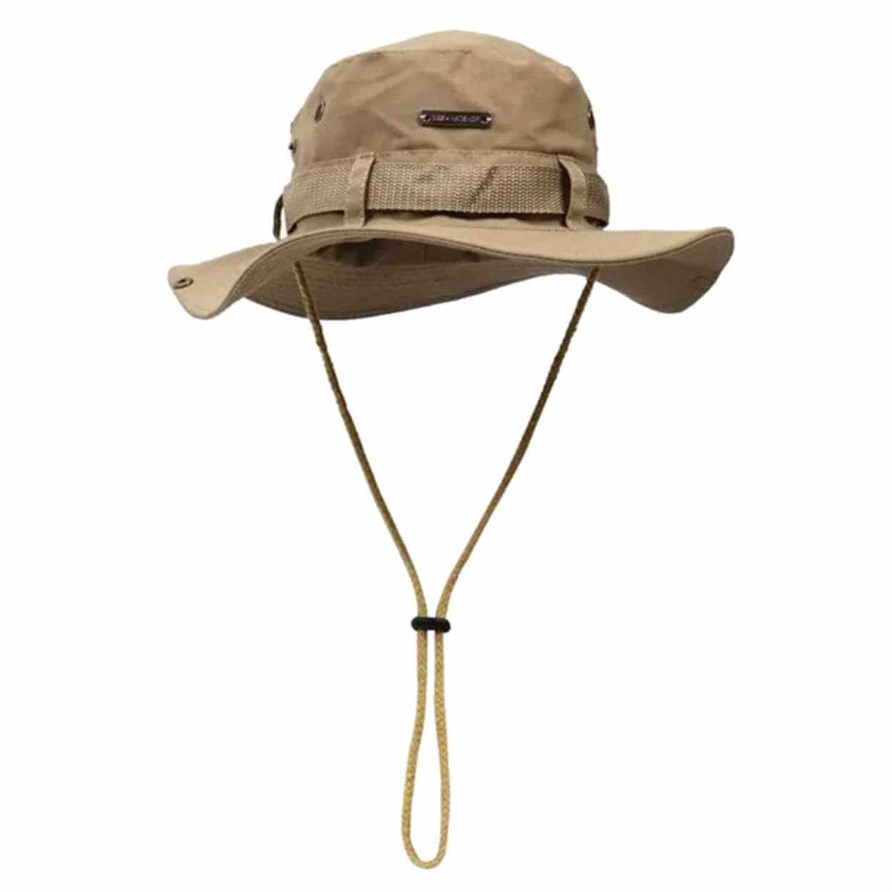 Hatt med snöre boonie hat brim solhatt khaki beige