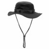 Hatt med snöre boonie hat brim solhatt svart