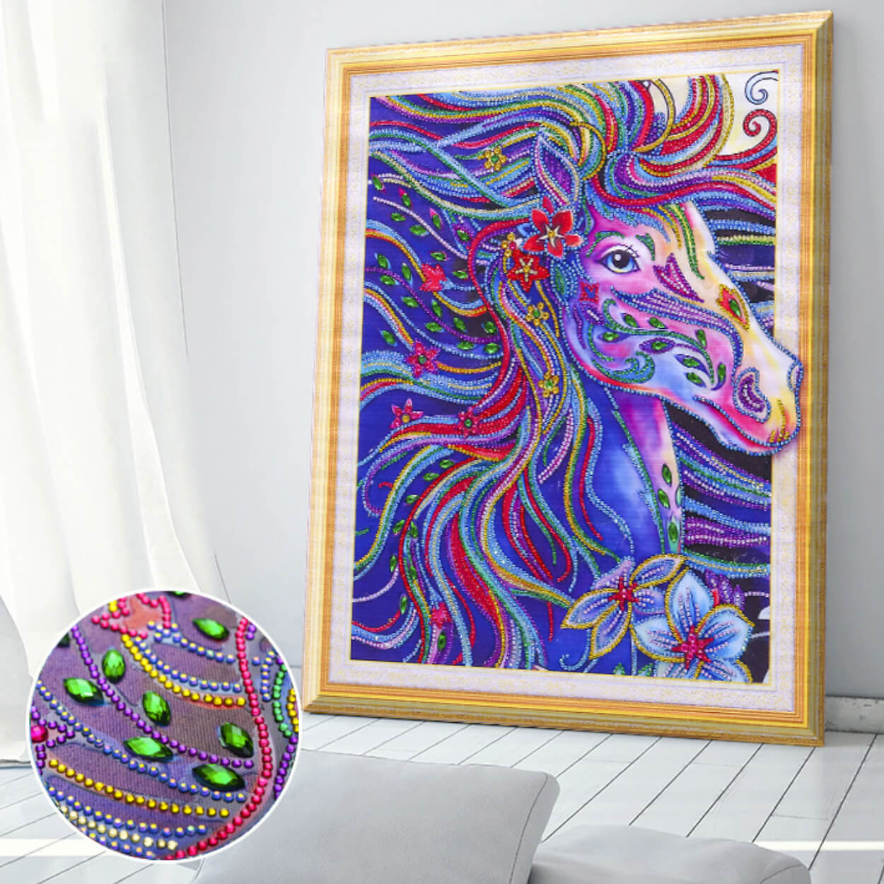 Stor lyxig 5d diamond painting diamantmålning häst 47x57