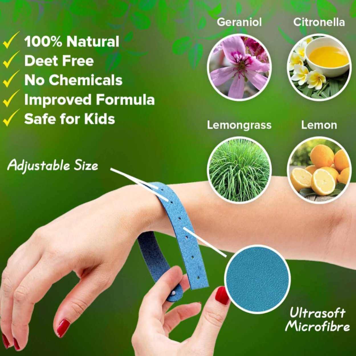 5-pack myggarmband naturligt anti mygg