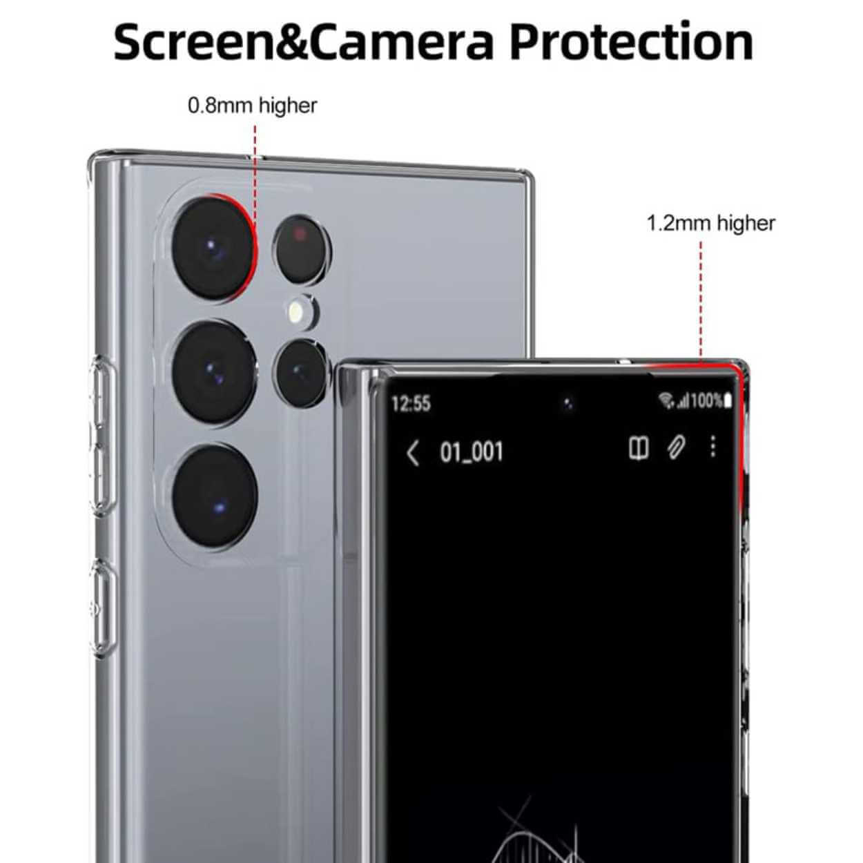 Galaxy s23 ultra genomskinligt skal tunt transparent