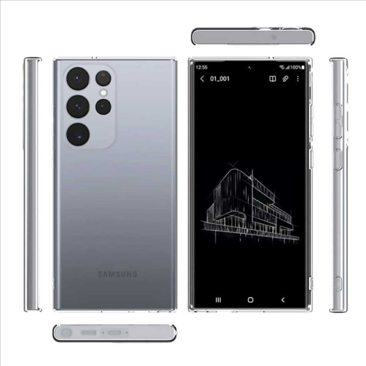 Galaxy s23 ultra genomskinligt skal tunt transparent