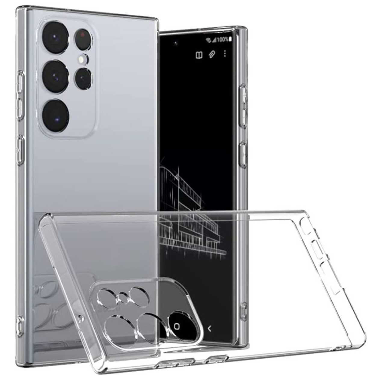 Galaxy s23 ultra genomskinligt skal tunt transparent