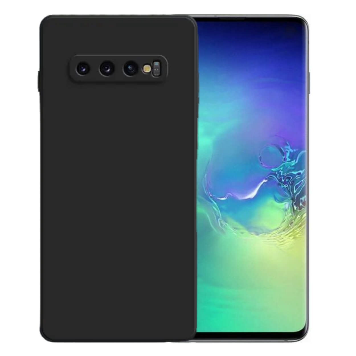 Galaxy s10 plus skal mobilskal med linsskydd svart