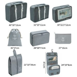 Väskinsats Och Resenecessär 8-pack Organiseringsset För Resa Svart