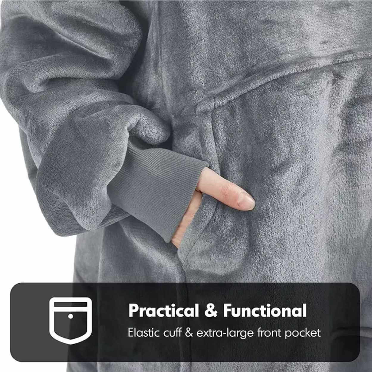 Hoodie blanket - oversize luvtröja filt snugie svart
