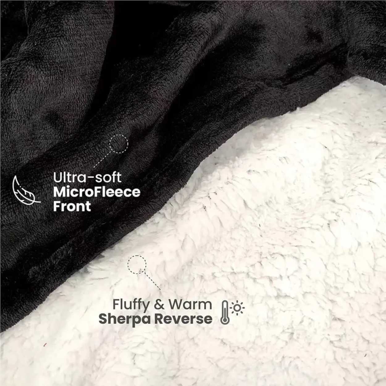 Hoodie blanket - oversize luvtröja filt snugie svart